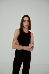 HEART TANK TOP - Black & Red