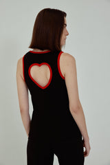 HEART TANK TOP - Black & Red