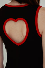 HEART TANK TOP - Black & Red